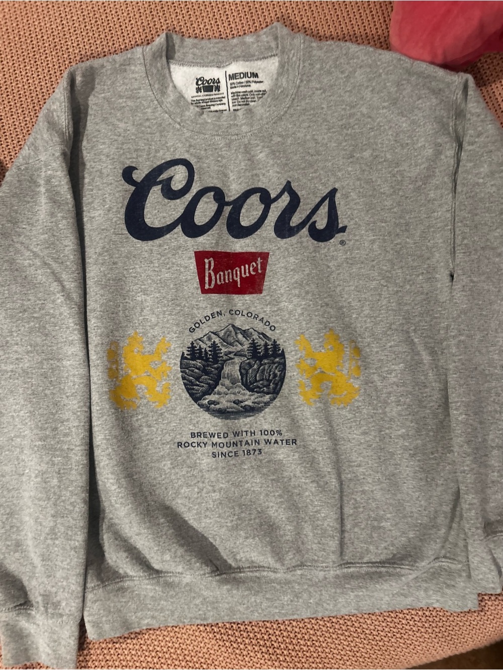 Coors Banquet Golden Colorado Gray Graphic Crewneck Sweatshirt Men’s Medium